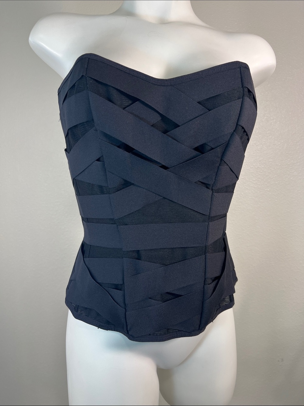 Strapless Black Bandage-Style Corset Top MEDIUM